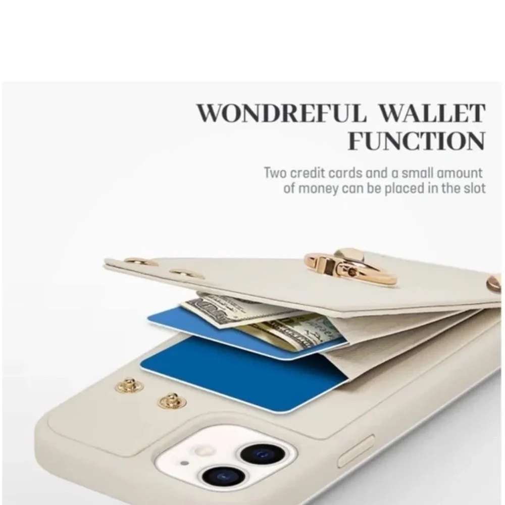 Lameeku Wallet Case Compatible with iPhone 12 Pro Beige